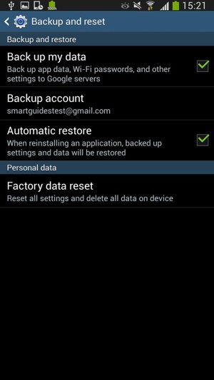 Select Backup account