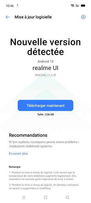 Si votre téléphone n'est pas à jour, suivez les instructions à l'écran.