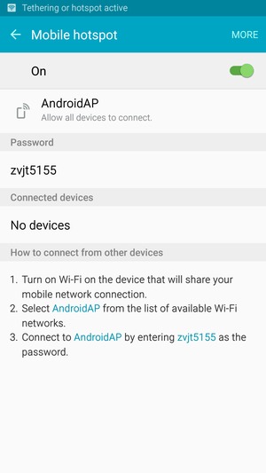 Your phone is now set up for use as a modem