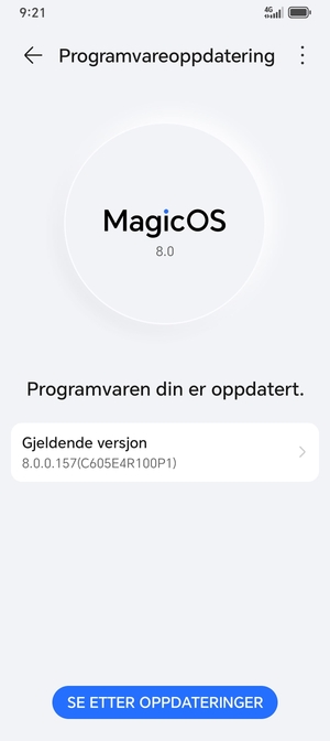 Hvis telefonen din er oppdatert, vil du se følgende skjermbilde