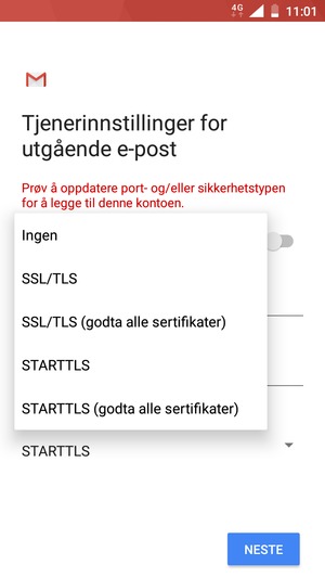 Velg Ingen og NESTE