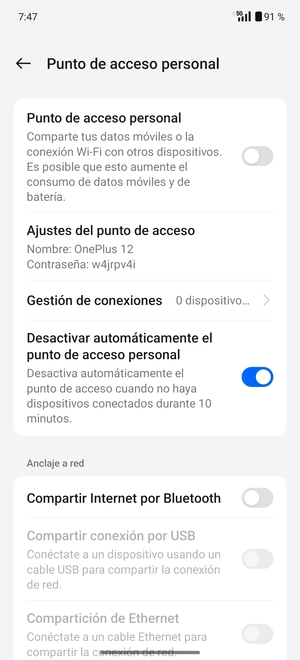 Seleccione Ajustes del punto de acceso
