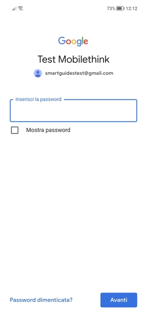 Inserisci la tua password di Gmail e seleziona Avanti