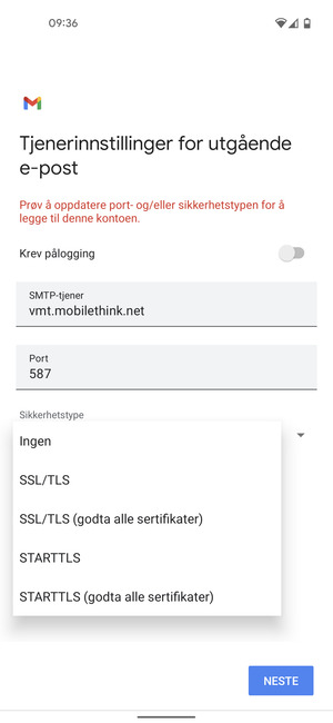 Velg Ingen og NESTE