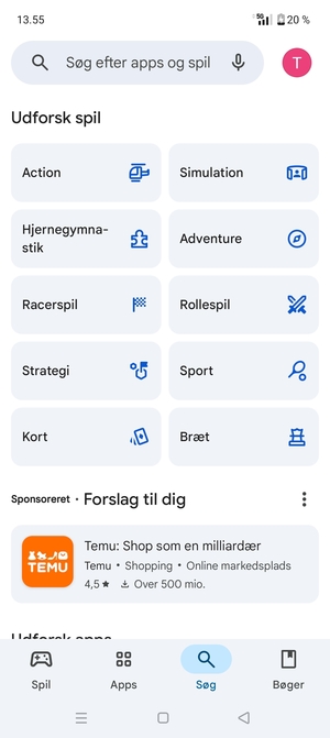 Vælg søgefeltet