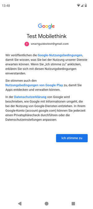 Wählen Sie Ich stimme zu