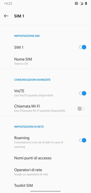 Attiva o disattiva Roaming