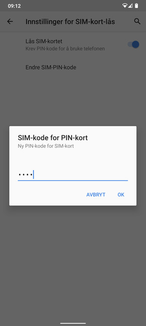 Skriv inn Ny PIN-kode for SIM-kort og velg OK