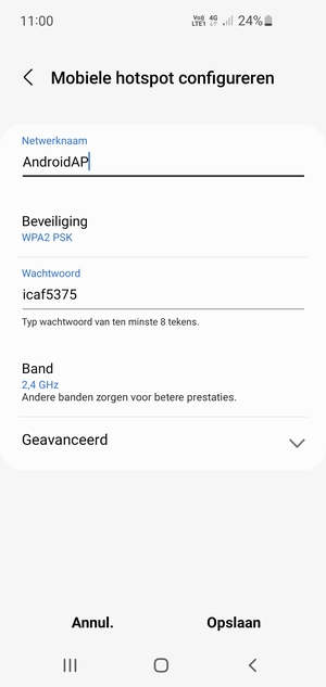 Voer een wachtwoord van ten minste 8 tekens in en selecteer Opslaan