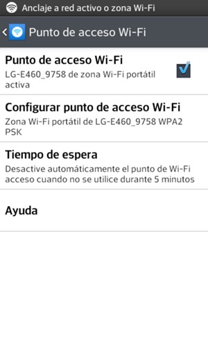 Marque la casilla de verificación Punto de acceso Wi-Fi