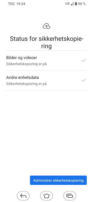 Velg Administrer sikkerheskopiering