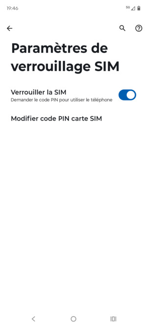 Sélectionnez Modifier code PIN carte SIM