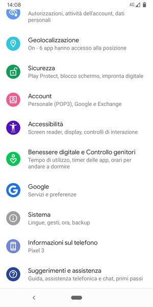 Scorri e seleziona Sicurezza