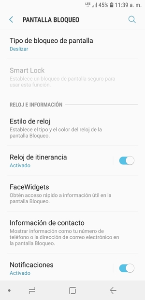Seleccione Tipo de bloqueo de pantalla