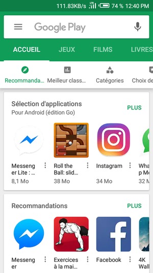 Sélectionnez la barre de Recherche