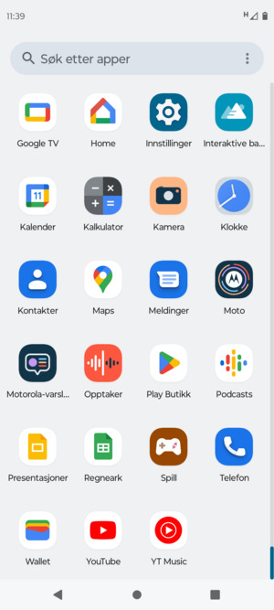 Bla til og velg Innstillinger