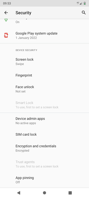 Scroll to and select SIM card lock