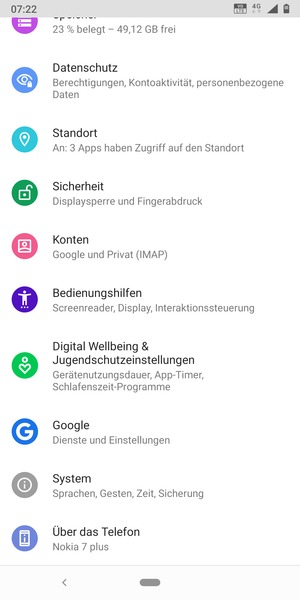Scrollen Sie und wählen Sie Konten