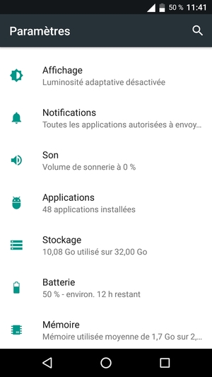 Faites défiler et sélectionnez Batterie