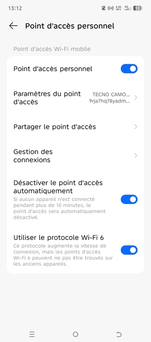 Votre téléphone est maintenant configuré pour être utilisé comme modem