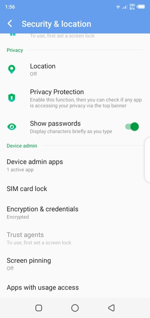 Scroll to and select SIM card lock