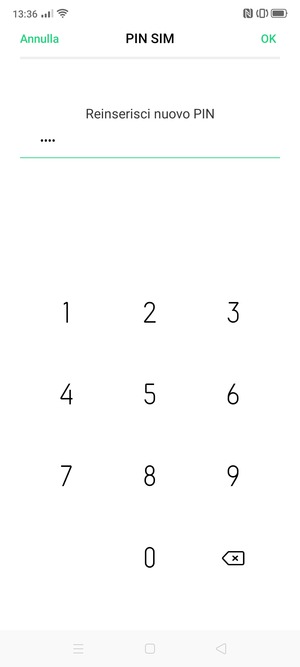 Conferma il nuovo PIN scheda SIM e seleziona OK