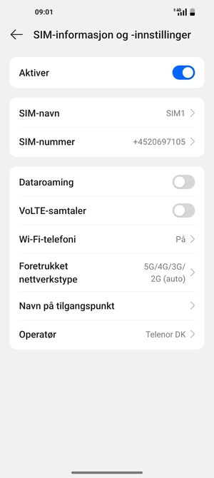For å bytte nettverk hvis det oppstår nettverksproblemer, velg Operatør