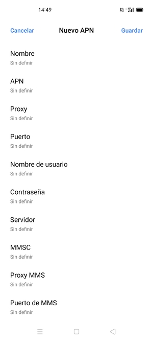 Introduzca la información de Internet