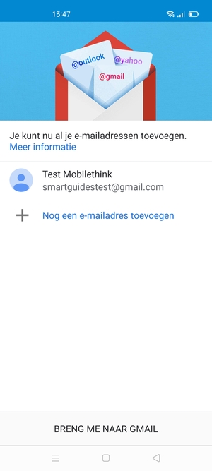 Selecteer BRENG ME NAAR GMAIL