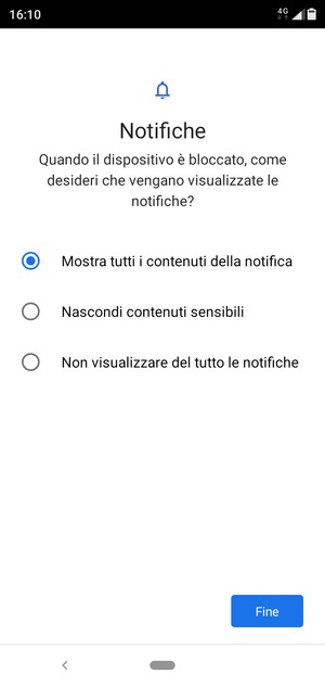 Seleziona la tua opzione preferita e poi Fine