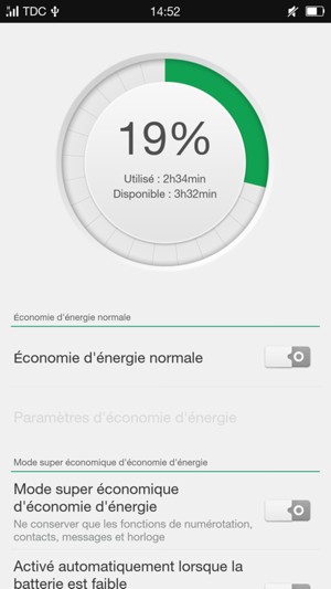 Activer le Économie d'énergie normale
