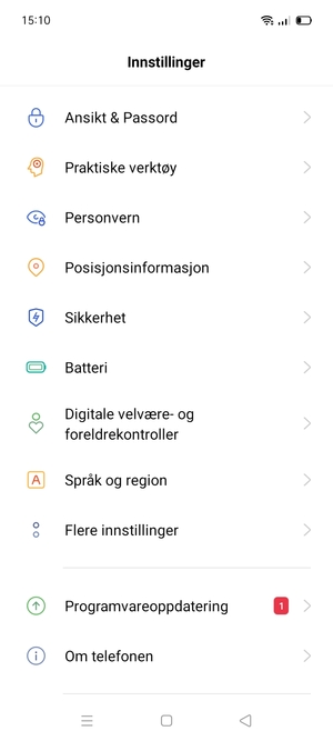 Bla til og velg Sikkerhet