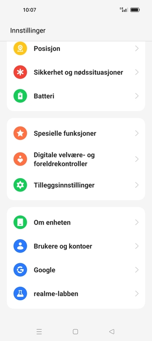Bla til og velg Om enheten