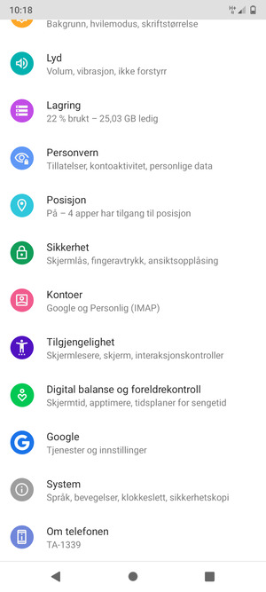 Bla til og velg Sikkerhet