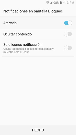 Seleccione la opción deseada y seleccione HECHO