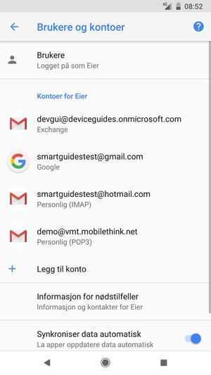 Velg din Google-konto