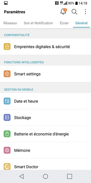 Faites défiler et sélectionnez Empreintes digitales & sécurité