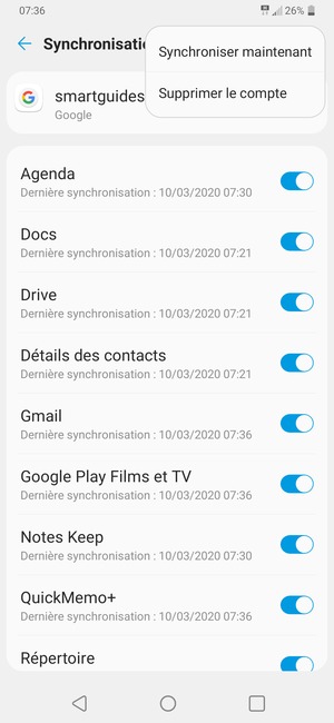 Sélectionnez Synchroniser maintenant