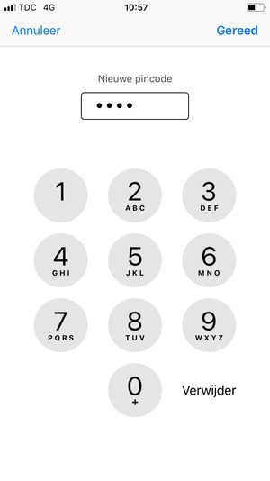 Voer uw Nieuwe pincode in en selecteer Gereed