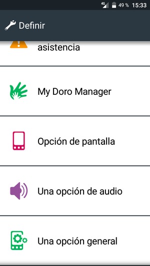 Desplácese y seleccione Una opción general