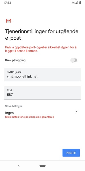 Velg NESTE
