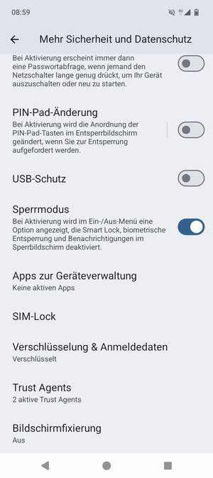 Scrollen Sie und wählen Sie SIM-Lock