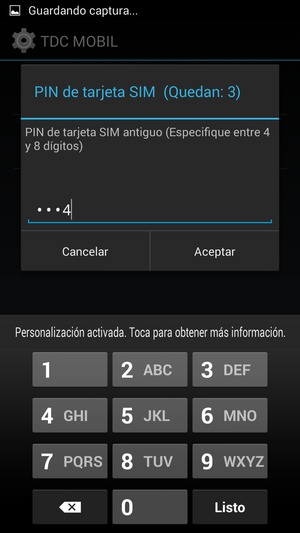 Introduzca su PIN de tarjeta SIM antiguo y seleccione Aceptar