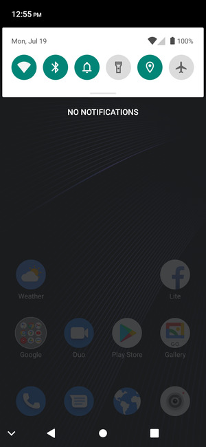 Slide down the top menu again