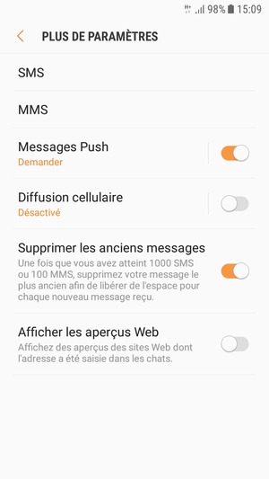 Sélectionnez SMS