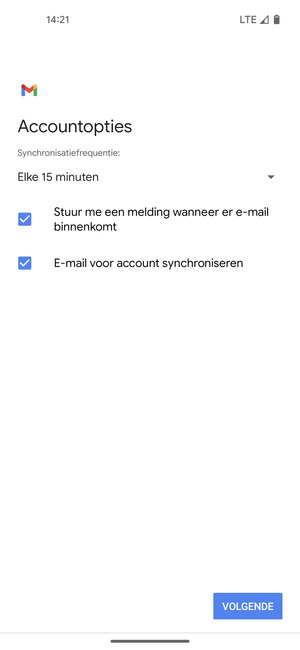 Selecteer VOLGENDE