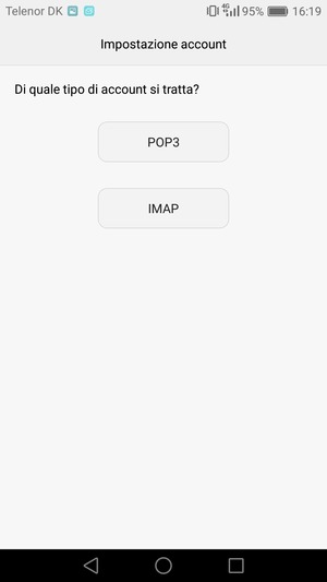 Seleziona POP3 o IMAP