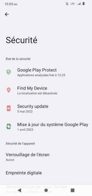 Sélectionnez Verrouillage de l'écran