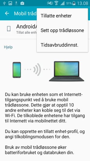 Velg Sett opp trådløssone / Sett opp mobile trådløssone