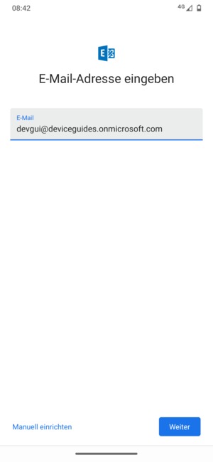 Geben Sie Ihre E-Mail-Adresse ein und wählen Sie Manuell einrichten